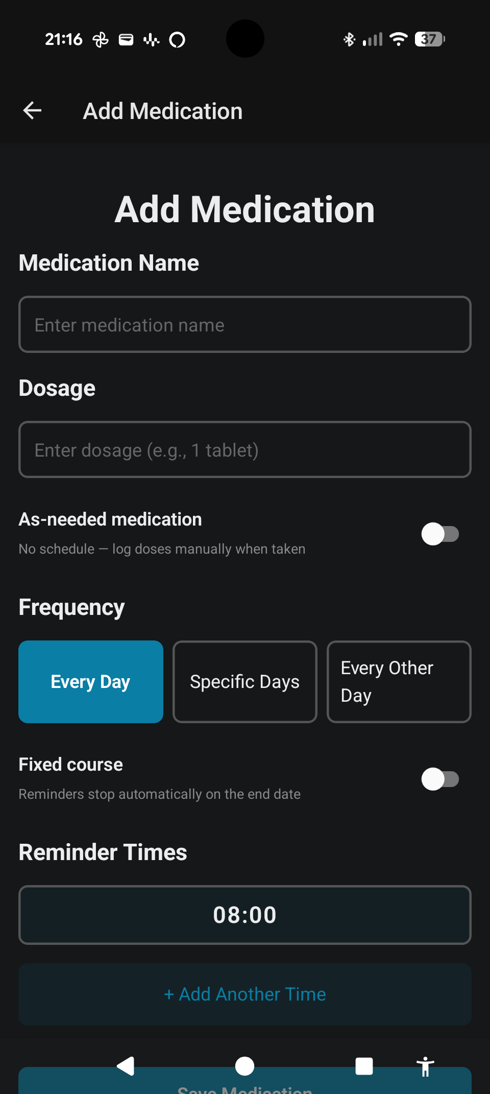 Adding a daily medication in YerMeds
